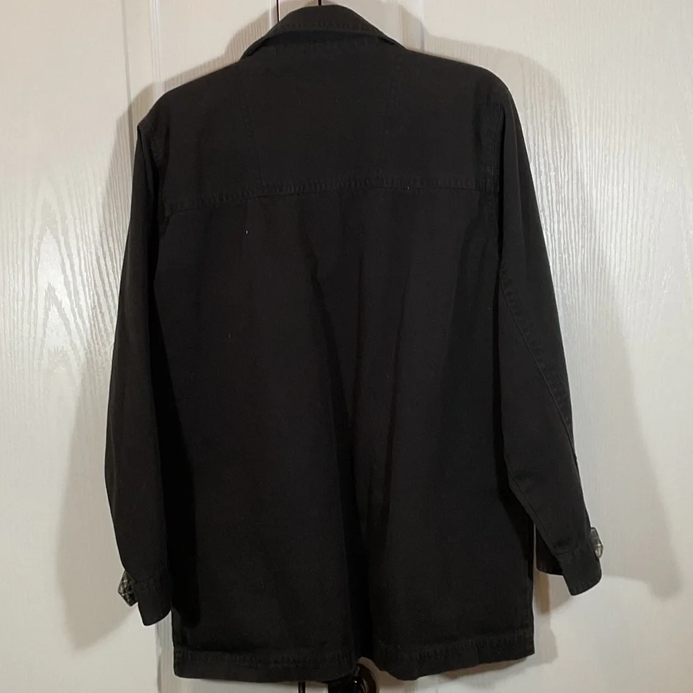 Cabin Creek Black Button-Up Jacket with Plaid Lining - Picture 4 of 5